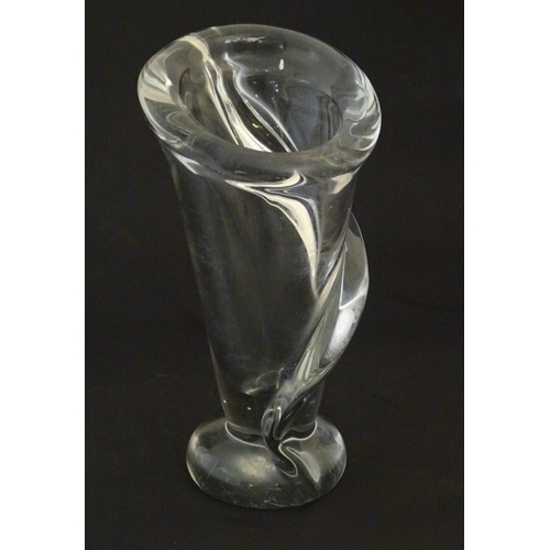 206 - An art glass vase of stylised Calla Lilly flower form together with a French glass bowl with floral ... 