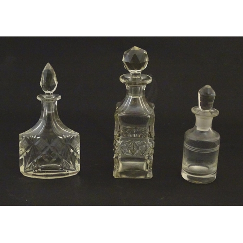 217 - Assorted glass scent bottes together with together with two perfume / scent bottle in enamel contain... 