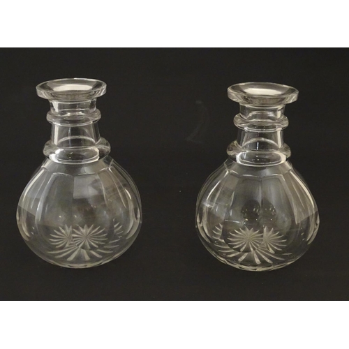 223 - A pair of small carafes / decanters. approx. 6