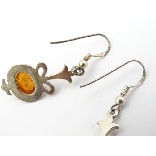 575 - Assorted silver and white metal jewellery set with amber coloured cabochons etc