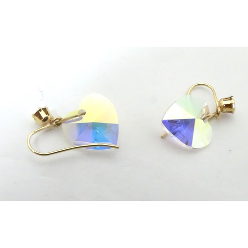 602 - 9ct gold drop earrings set with cubic zirconia 1/2