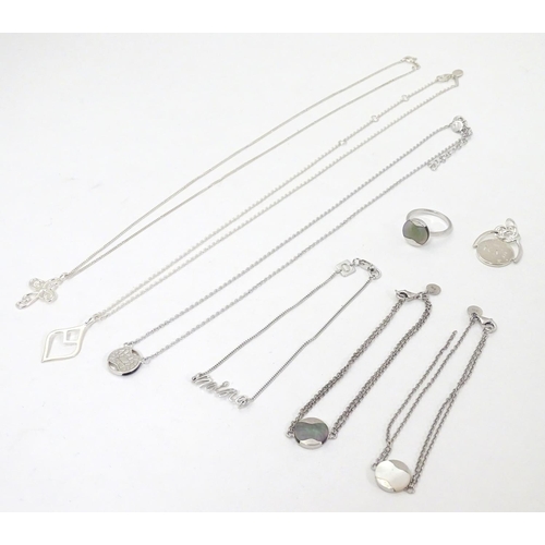 615 - A quantity of assorted silver jewellery including ring, pendants etc.