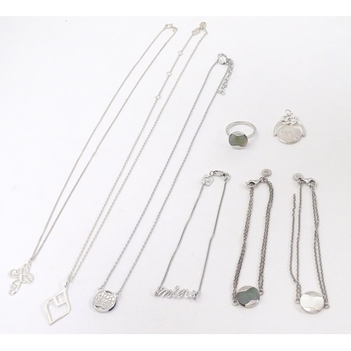 615 - A quantity of assorted silver jewellery including ring, pendants etc.