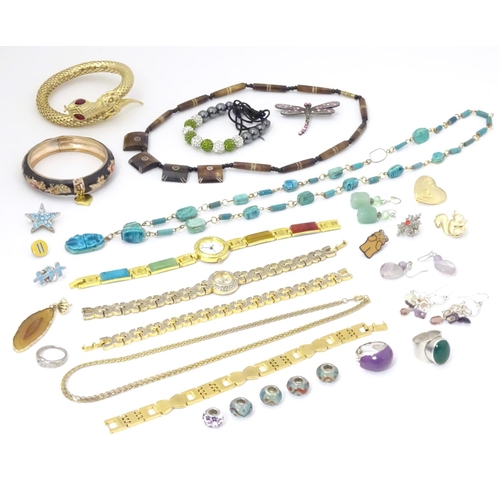 645 - Assorted costume jewellery to include bracelets necklaces etc together with Pandora style charm brac... 