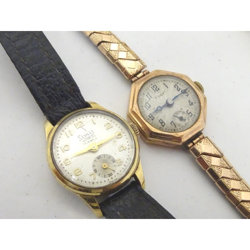 657 - Assorted ladies watches to include: 
A mid 20thC Tudor 9ct gold cased watch, together with two 9ct g... 