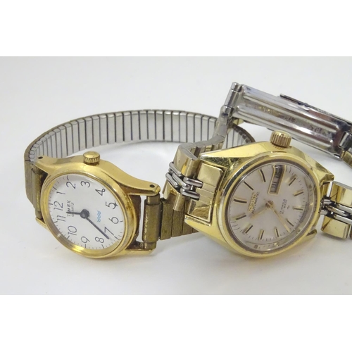 657 - Assorted ladies watches to include: 
A mid 20thC Tudor 9ct gold cased watch, together with two 9ct g... 