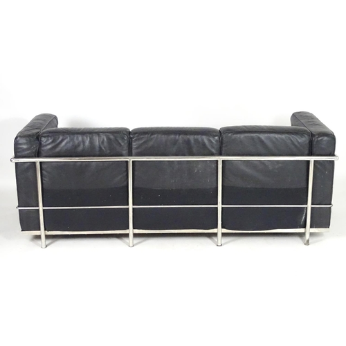 1565B - A mid 20thC chrome and leather Le Corbusier LC3 sofa. 70