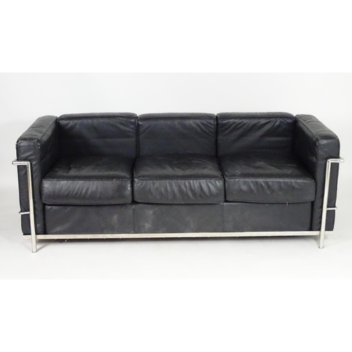 1565B - A mid 20thC chrome and leather Le Corbusier LC3 sofa. 70