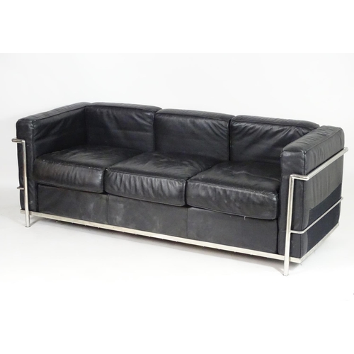 1565B - A mid 20thC chrome and leather Le Corbusier LC3 sofa. 70