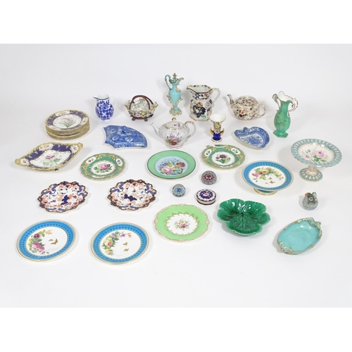 181 - A quantity of assorted 19thC and later ceramics to include a Wedgwood cabbage plate, Royal Crown Der... 