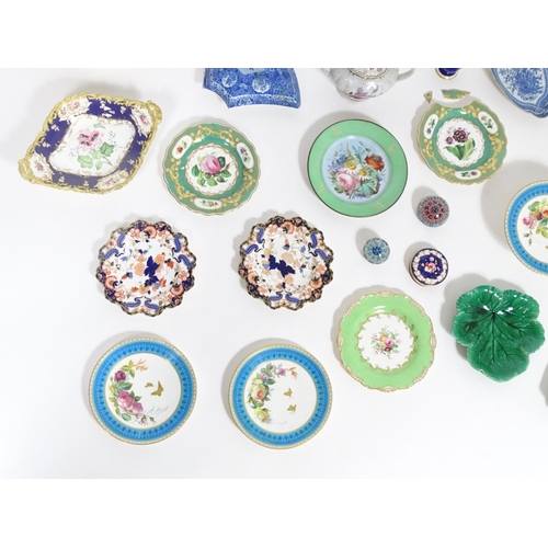 181 - A quantity of assorted 19thC and later ceramics to include a Wedgwood cabbage plate, Royal Crown Der... 