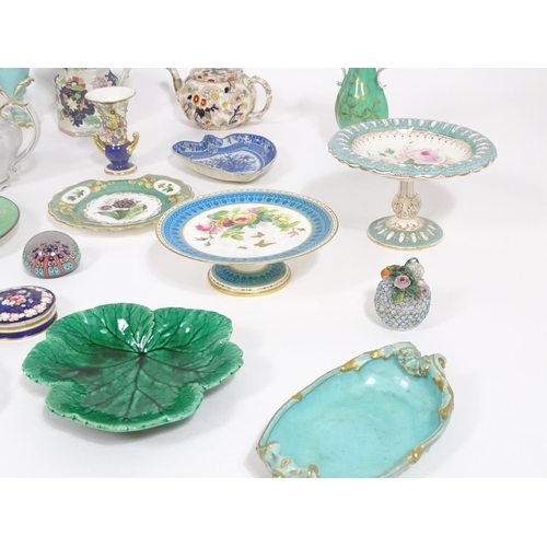 181 - A quantity of assorted 19thC and later ceramics to include a Wedgwood cabbage plate, Royal Crown Der... 