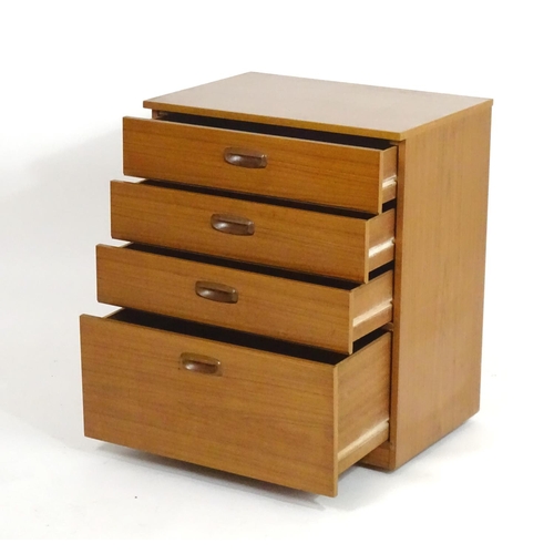 1574A - Vintage retro, mid-century: a Schreiber small chest of four drawers, standing on castors, 28