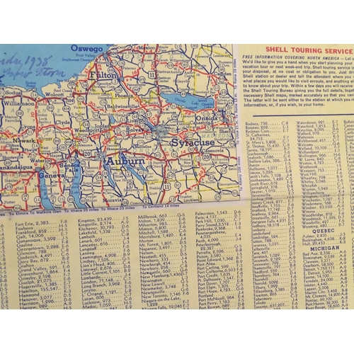 1353 - Vintage cars, motoring: an early to mid 20thC Shell map of Ontario, the reverse with maps of Western... 