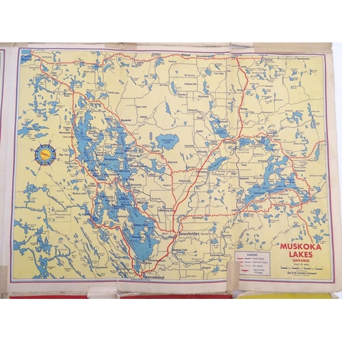 1353 - Vintage cars, motoring: an early to mid 20thC Shell map of Ontario, the reverse with maps of Western... 