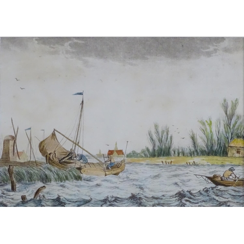 270 - Two hand coloured engravings, The Old Fort & Mount Albans Tower in the City of Amsterdam, and a wind... 