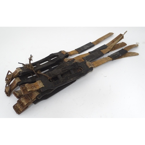 16 - Three pairs of straps, marked For John Ball Snow Grip, Made in England.