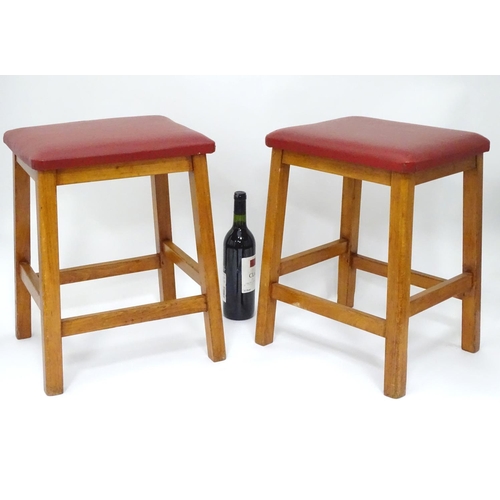 3 - A pair of vintage retro vinyl topped stools