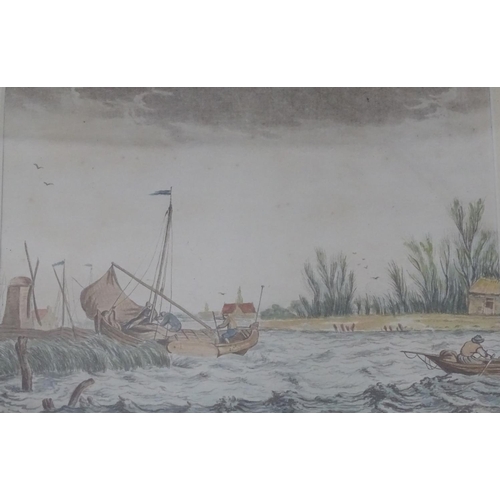 270 - Two hand coloured engravings, The Old Fort & Mount Albans Tower in the City of Amsterdam, and a wind... 