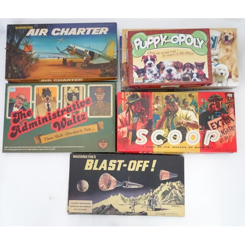 272 - A quantity of board games, some dog related, to include Scoop, Spy Ring, Air Charter, Blast Off, The... 