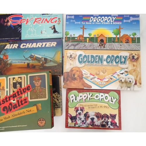 272 - A quantity of board games, some dog related, to include Scoop, Spy Ring, Air Charter, Blast Off, The... 