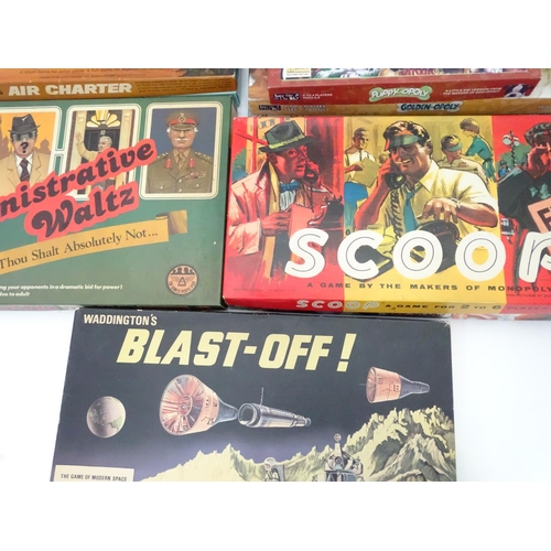 272 - A quantity of board games, some dog related, to include Scoop, Spy Ring, Air Charter, Blast Off, The... 