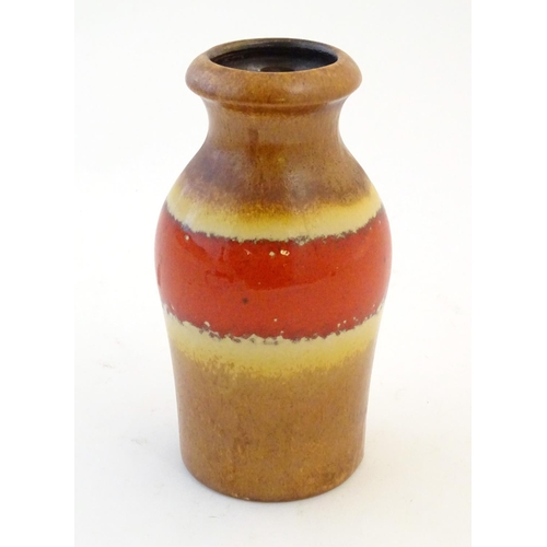 109 - A West German vase with banded detail. Marked under Scheurich 523-18. Approx. 7 1/4