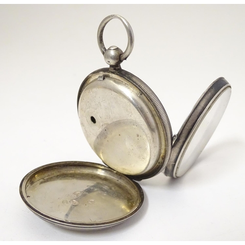 962 - A Victorian silver pocket watch with enamel dial signed Jno Hyland, 32 & 53 Cheapside London, and en... 