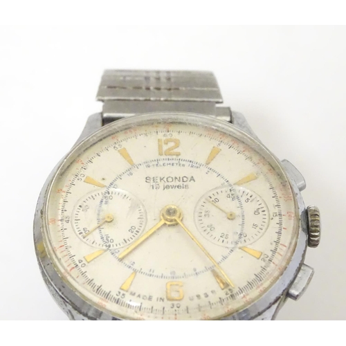 976 - A mid 20thC USSR Sekonda mens wristwatch , 1 1/4