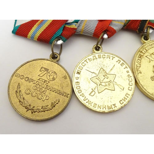 1012 - Militaria: a group of four USSR red army commemorative medals, comprising a 70 Years of the Armed Fo... 