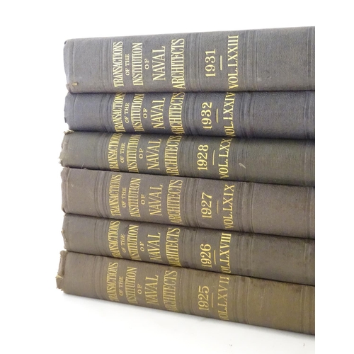 1045 - Books: Transactions of the Institution of Naval Architects, edited by R. W. Dana, 6 volumes, 1925-19... 