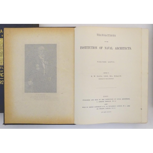 1045 - Books: Transactions of the Institution of Naval Architects, edited by R. W. Dana, 6 volumes, 1925-19... 