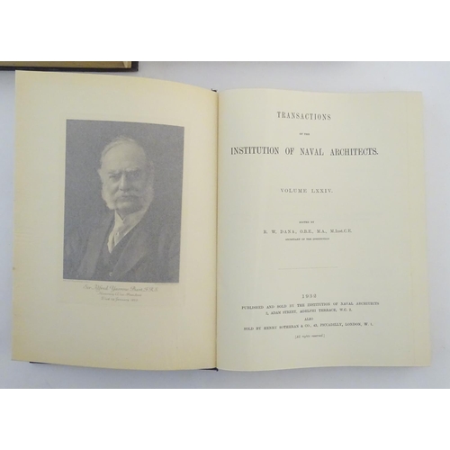 1045 - Books: Transactions of the Institution of Naval Architects, edited by R. W. Dana, 6 volumes, 1925-19... 