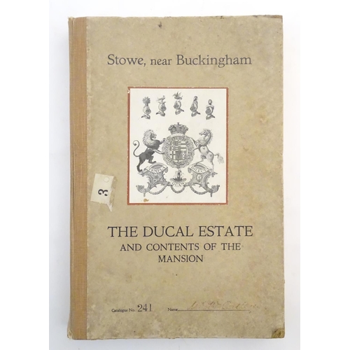 1051 - Book - Local Interest : Stowe , Near Buckingham , The auction catalogue for the nineteen day sale of... 