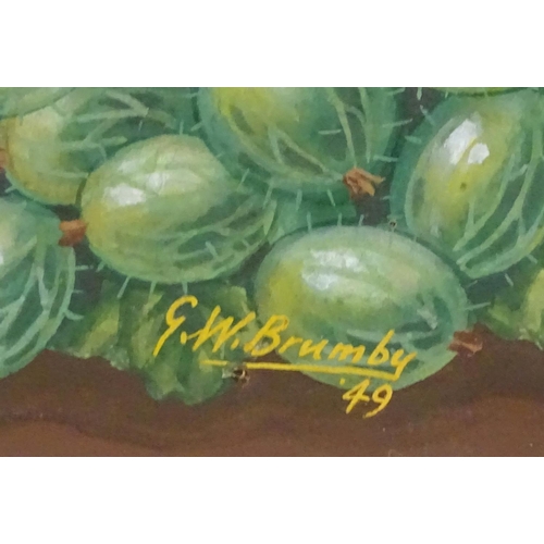 2421 - G. W. Brumby, 20th century, Watercolour and gouache, The Fruit Stall, A still life study with strawb... 