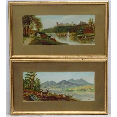 2439 - W. Love, Early 20th century, Scottish School, Oil on card, a pair, Deer in a highland landscape & ca... 