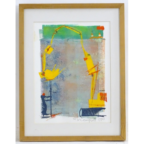 2500 - Frances Campbell, 20th century, Mixed media print, Abstract composition. Signed F. M. Campbell and d... 