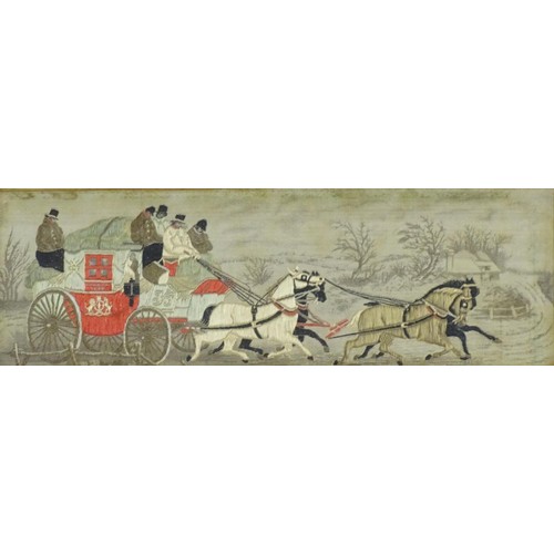 2505 - A silk Stevengraph, The Good Old Days, A coaching scene depicting the horse drawn London to York mai... 