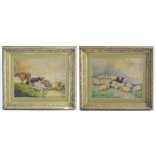 2516 - After Thomas Sidney Cooper (1803-1902), A pair of colour prints, Landscape with a flock of sheep, an... 