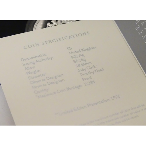 1003 - Coin: A Royal Mint 2021 limited edition sterling silver five pounds piedfort proof coin, commemorati... 