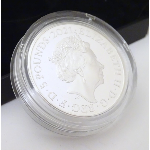 1003 - Coin: A Royal Mint 2021 limited edition sterling silver five pounds piedfort proof coin, commemorati... 