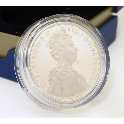 1004 - Coin: A Royal Mint 2012 limited edition sterling silver five pounds piedfort proof coin, commemorati... 