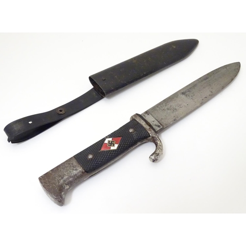 1024 - Militaria: a WWII / Second World War ' World War 2 German WWII HJ Division youth knife, the hilt wit... 