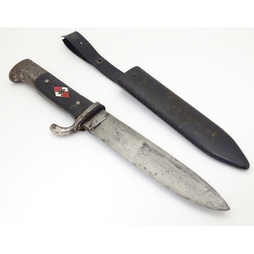 1024 - Militaria: a WWII / Second World War ' World War 2 German WWII HJ Division youth knife, the hilt wit... 