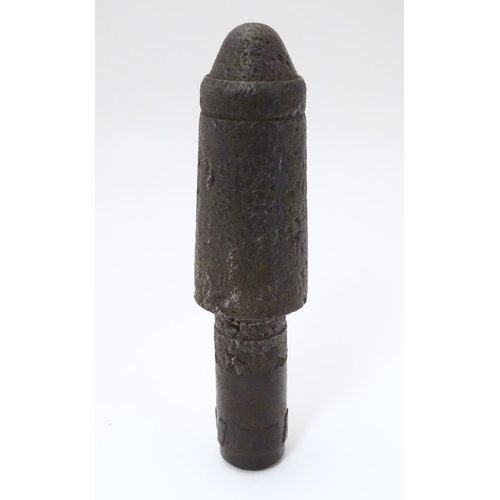 1026 - Militaria: a First World War / World War 1 / WWI battlefield relic inert projectile, possibly a mort... 