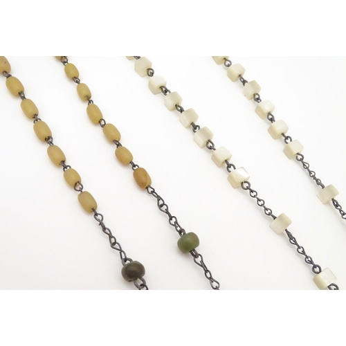 947 - Vintage mother of pearl rosary beads, together with another (2)