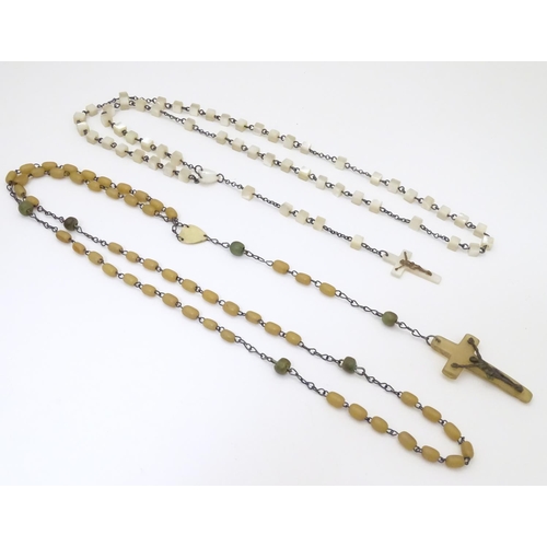 947 - Vintage mother of pearl rosary beads, together with another (2)