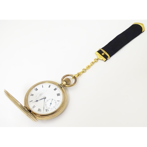 959 - A hunter pocket watch by Thos. Russell & Son of Liverpool, in an Elgin gilt metal case titled the 'R... 