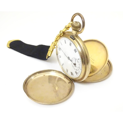 959 - A hunter pocket watch by Thos. Russell & Son of Liverpool, in an Elgin gilt metal case titled the 'R... 