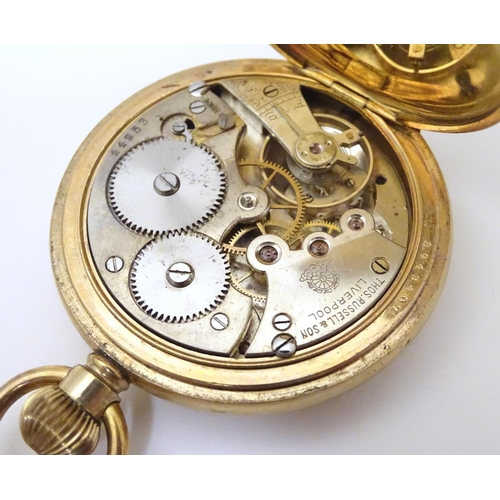 959 - A hunter pocket watch by Thos. Russell & Son of Liverpool, in an Elgin gilt metal case titled the 'R... 